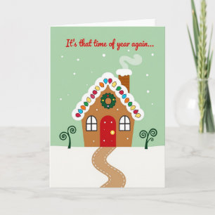 Cartão de Casa de Pão de Mel Feliz Natal