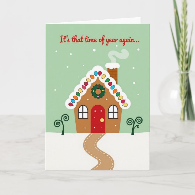 Cartão de Casa de Pão de Mel Feliz Natal (Frente)