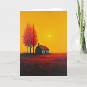 Cartão de Casa de Telhado Vermelho de Aniversário