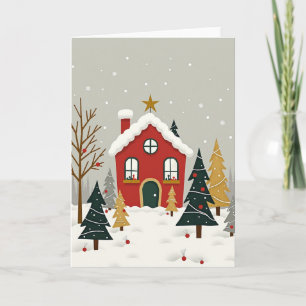 Cartão de Casa Nevada de Natal Aconchegante
