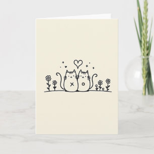 Cartão de Casal de Gatos Fofos