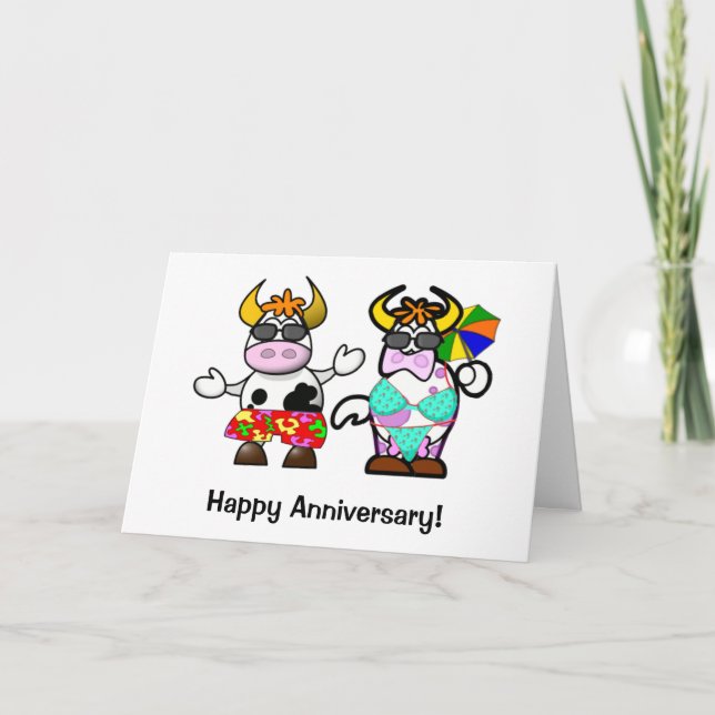 Cartão de Casal de Vaca de Cartoon (Frente)