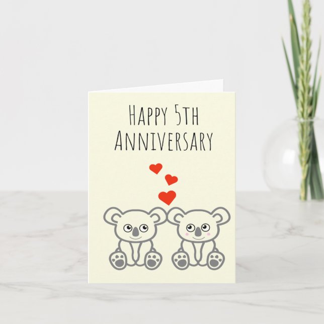 Cartão de Casal Feliz de Aniversário do Urso Koala (Frente)