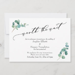 Cartão de Casamento Adiado de Eucalipto Vale a Esp