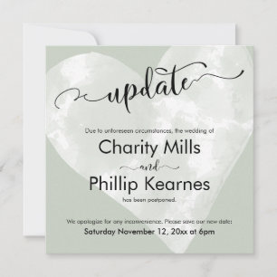 Cartão de Casamento Adiado para Atualização Verde 
