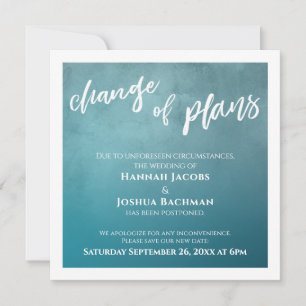 Cartão de Casamento Adiado para Mudança de Plano