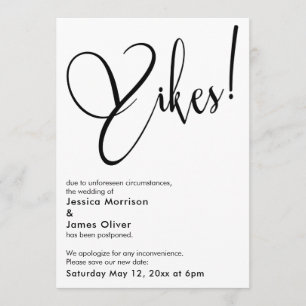 Cartão de Casamento Adiado "Yikes" Engraçado Elega