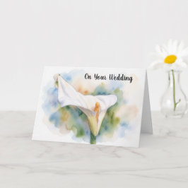 Cartão de Casamento Arte de Copo-de-Leite Branco