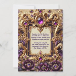 Cartão de Casamento Barroco Roxo e Dourado