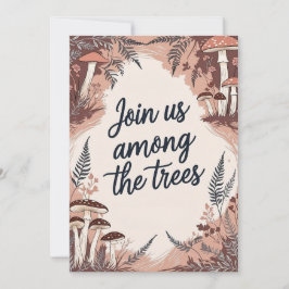 Cartão de Casamento Boho Florestal com Cogumelos &