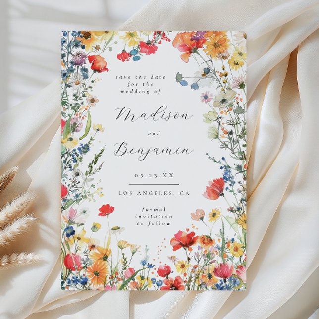 Cartão de Casamento Bold Wildflower Save the Date (Criador carregado)
