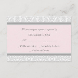 Cartão de casamento cinzento cor-de-rosa do