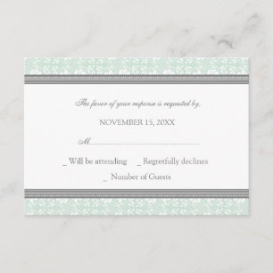 Cartão de casamento cinzento do damasco RSVP da