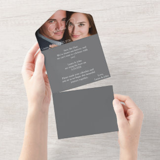 Cartão de Casamento com Foto Personalizada e Texto