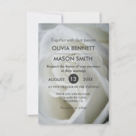 Cartão de Casamento com Textura de Rosa Branca