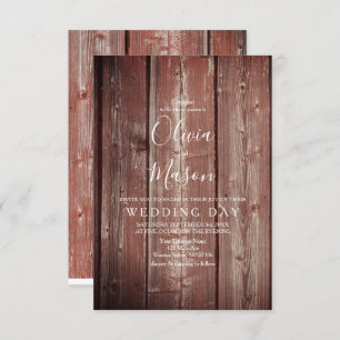 Cartão de Casamento com textura Rustic Barn Door