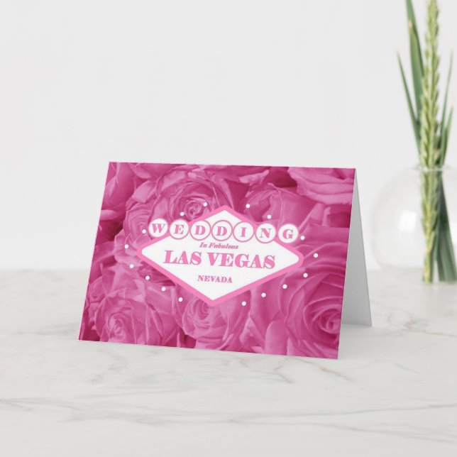 Cartão de CASAMENTO COR-DE-ROSA BONITO de Las (Frente)