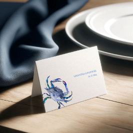 Cartão de Casamento Costeiro de Caranguejo Azul