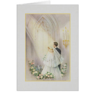 Cartão de casamento da igreja do vintage
