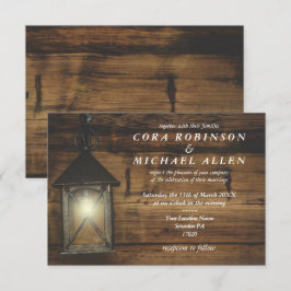 Cartão de Casamento das Luzes Rústicas Elegantes