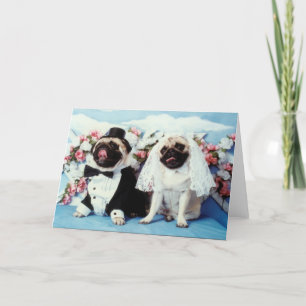 Cartão de Casamento de Cachorro Pug