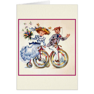 Cartão De Casamento De Ciclista Retroativa
