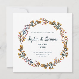 cartão de casamento de círculo floral de primavera