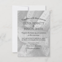 Cartão de Casamento de Cortiça Branca e Negra Eleg