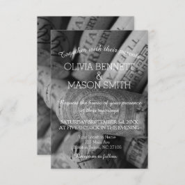 Cartão de Casamento de Cortiça Branca e Negra Eleg