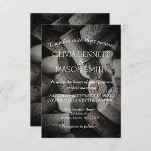 Cartão de Casamento de Cortiça Rústica Elegante