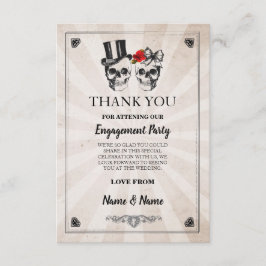 Cartão de casamento de Dia das Bruxas de caveiras 