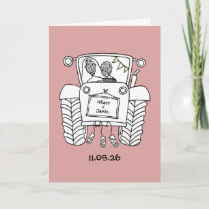 Cartão de Casamento de Fazenda com Trator Personal