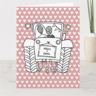Cartão de Casamento de Fazenda de Trator Rústico C