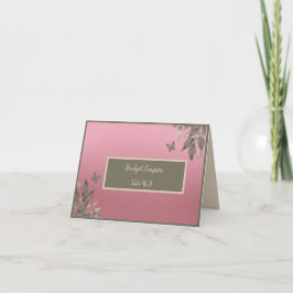 cartão de casamento de folhagem cor-de-rosa-sonho