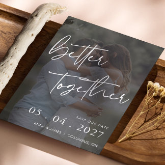 Cartão de Casamento de Foto com Letra Manual Melho