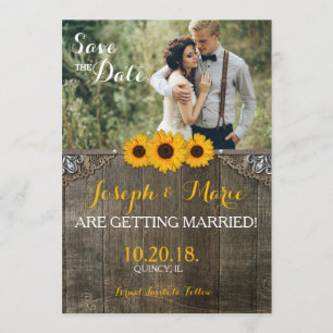 Cartão de Casamento de Girassóis ao Sol Country Rú