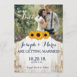 Cartão de Casamento de Girassol Rústico em Renda e