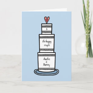 Cartão de Casamento de Ilustração de Bolo de Casam