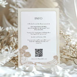 Cartão de Casamento de Informações de Creme Botâni