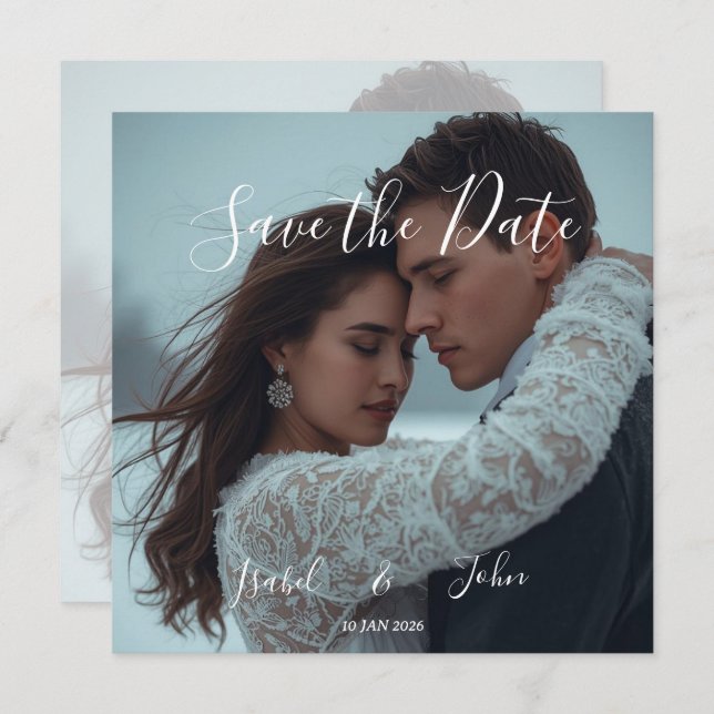 Cartão de casamento de inverno moderno simples per (Frente/Verso)