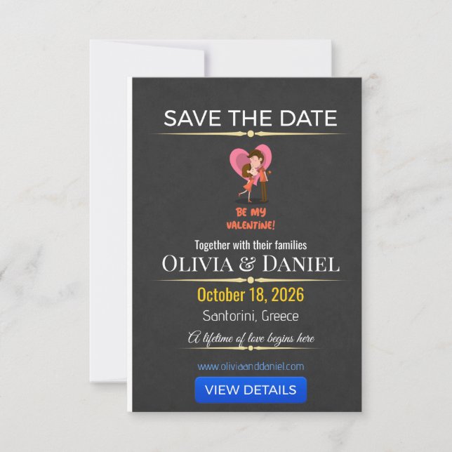 Cartão de Casamento de Luxo com Foto para Salvar a (Frente)