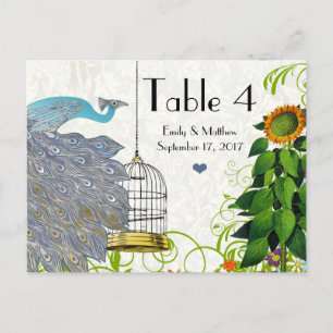 Cartão de Casamento de Peacock & Bird Cage
