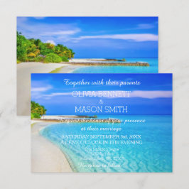 Cartão de Casamento de Praia de Destino Tropical M