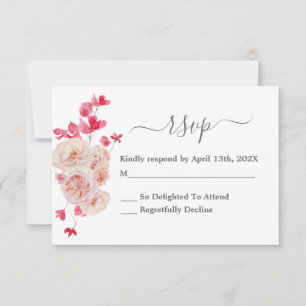 Cartão de casamento de RSVP Floral Magenta Rosa