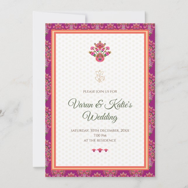 Cartão de casamento Digital Desi & convite de casa (Frente)