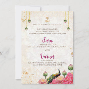 Cartão de casamento Digital Peacock Cartão de casa