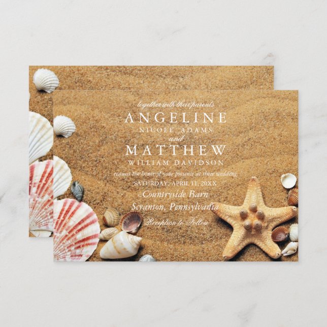 Cartão de Casamento do Mar de Starfish, Praia Trop (Frente/Verso)