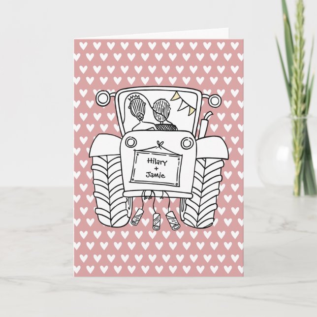 Cartão de Casamento do País do Trator (Frente)