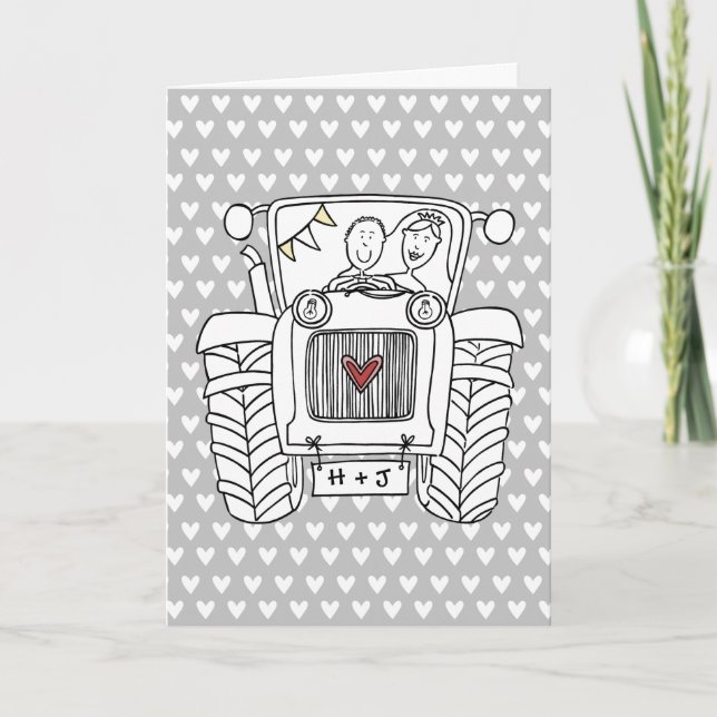 Cartão de Casamento do País do Trator (Frente)