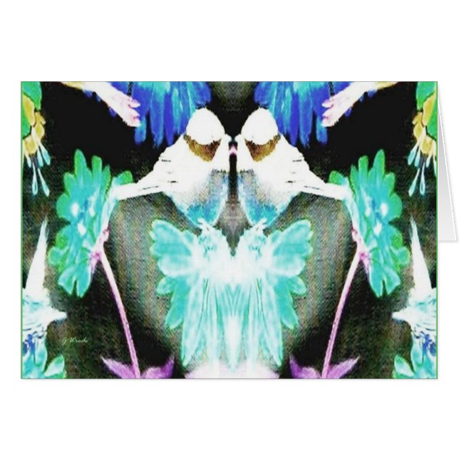 Cartão de casamento dos pássaros do amor (Frente Horizontal)